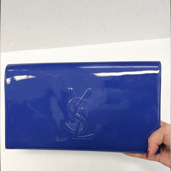 YSL Belle de Jour blue patent clutch - Picture 1 of 9